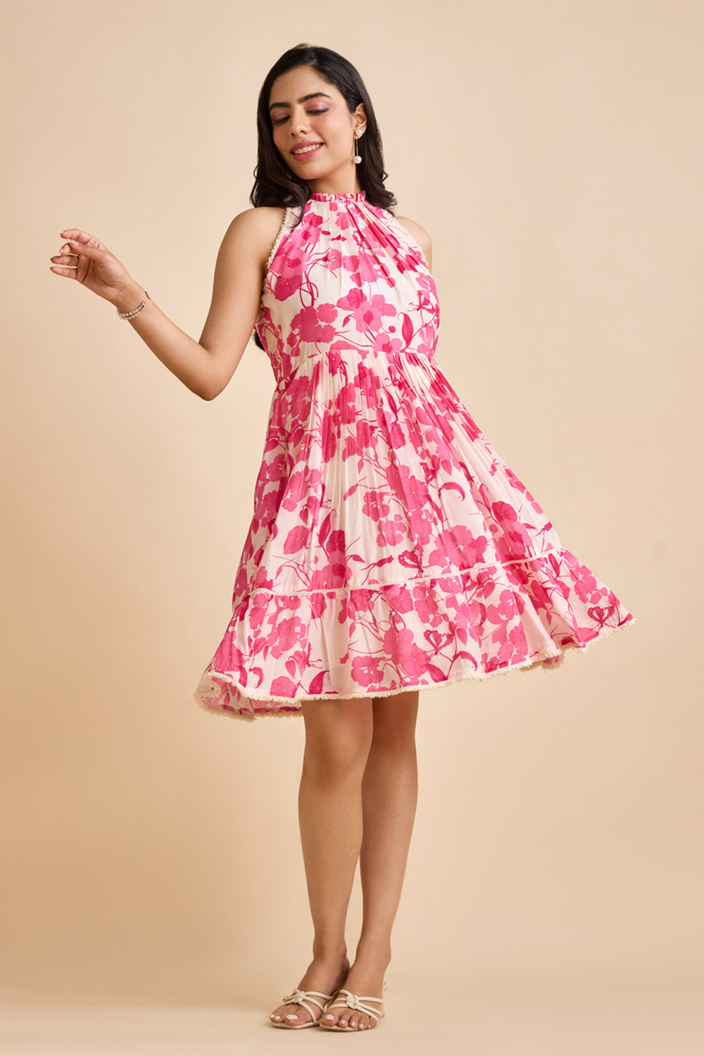 Quen Fit-and-Flare Pink Dress