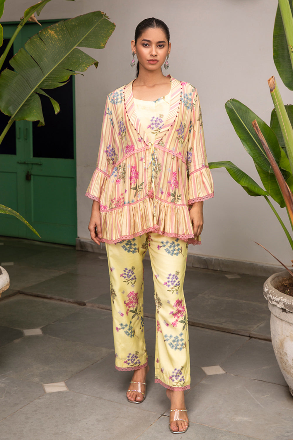 Yellow Dahlia Pleated Co-ord Set