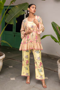Yellow Dahlia Pleated Co-ord Set