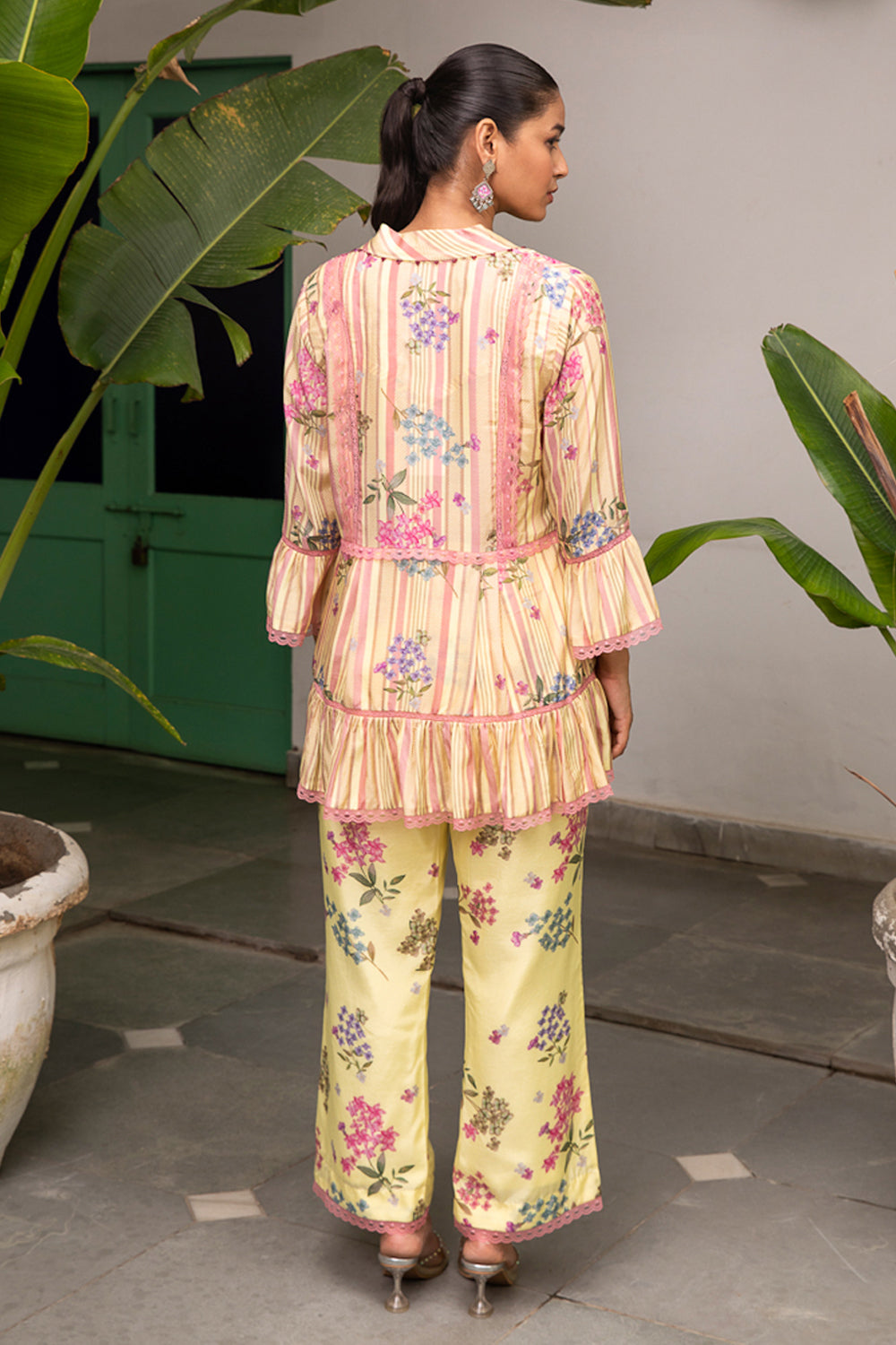 Yellow Dahlia Pleated Co-ord Set