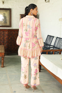 Peach Dahlia Pleated Co-ord Set