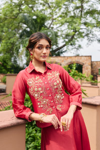 Ziya Poppy Red Skirt & Shirt Set