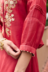 Ziya Poppy Red Skirt & Shirt Set