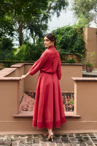 Ziya Poppy Red Skirt & Shirt Set