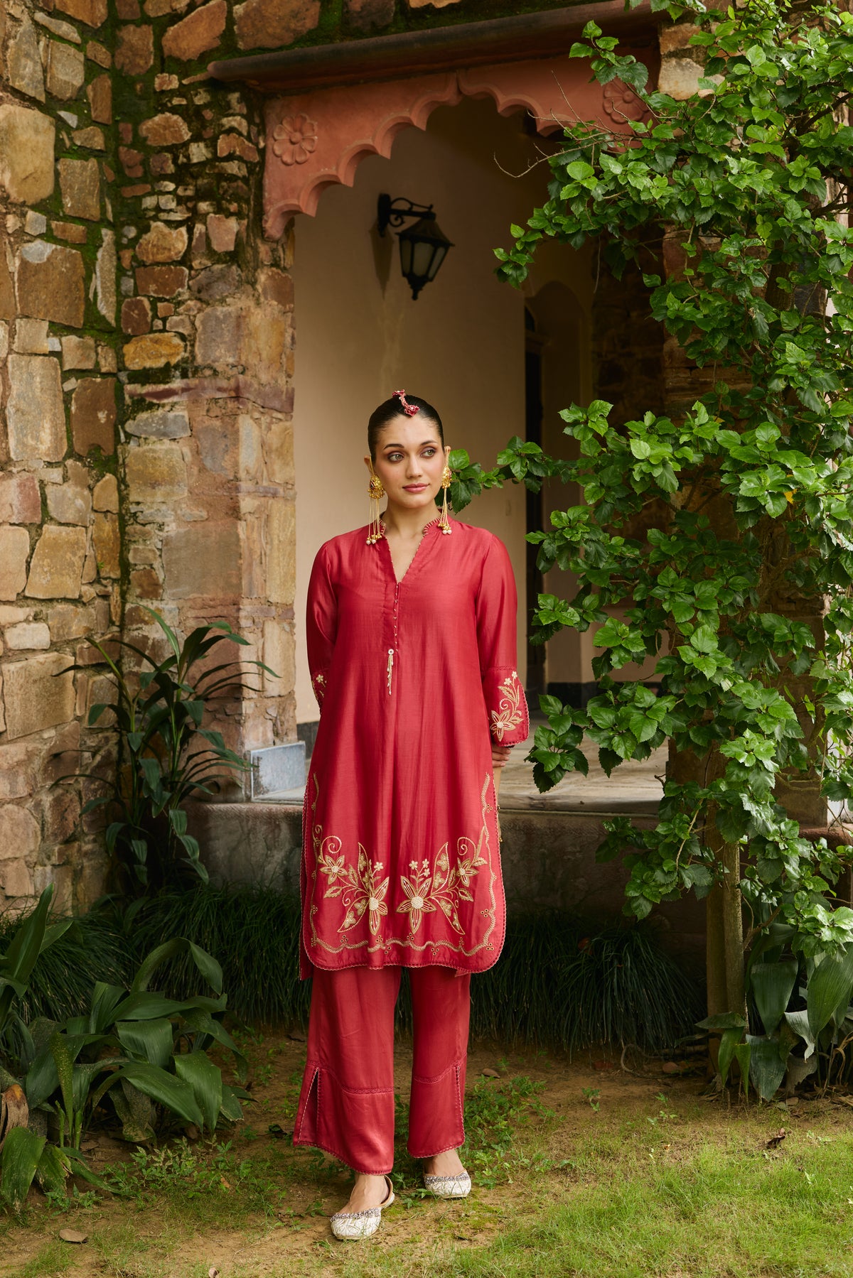Aariz Poppy Red co-ord set