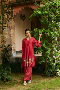 Aariz Poppy Red co-ord set