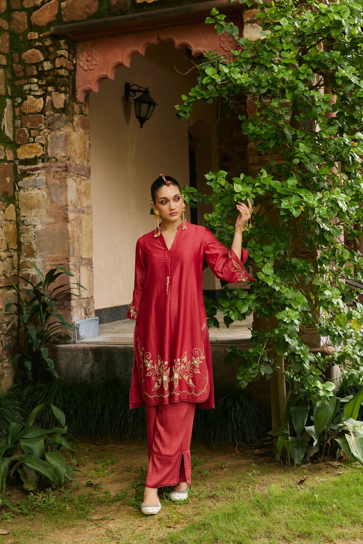 Aariz Poppy Red co-ord set