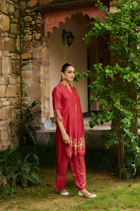 Aariz Poppy Red co-ord set