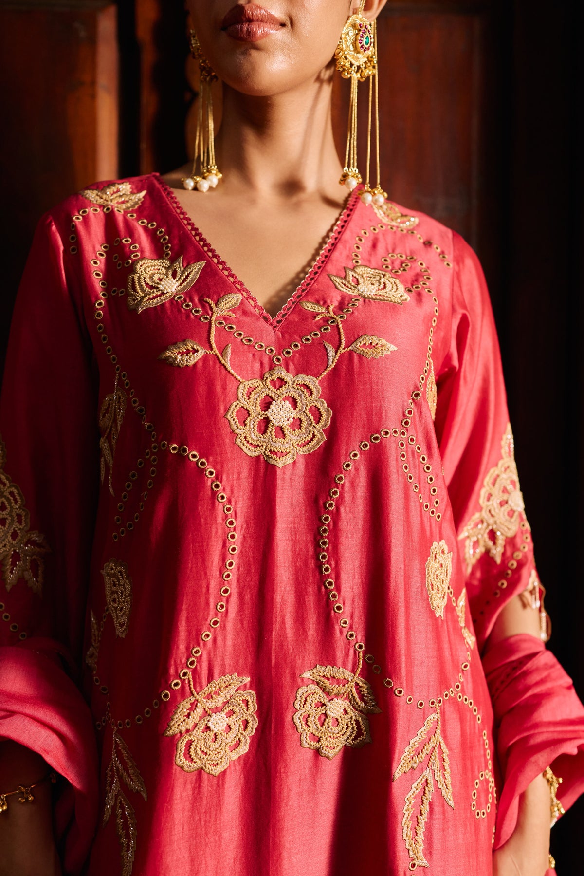 Zarya Poppy Red Kurta Set