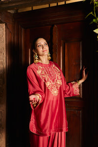 Riwa Poppy Red Co-ord with Farshi Salwar