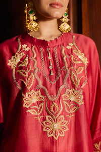 Riwa Poppy Red Co-ord with Farshi Salwar
