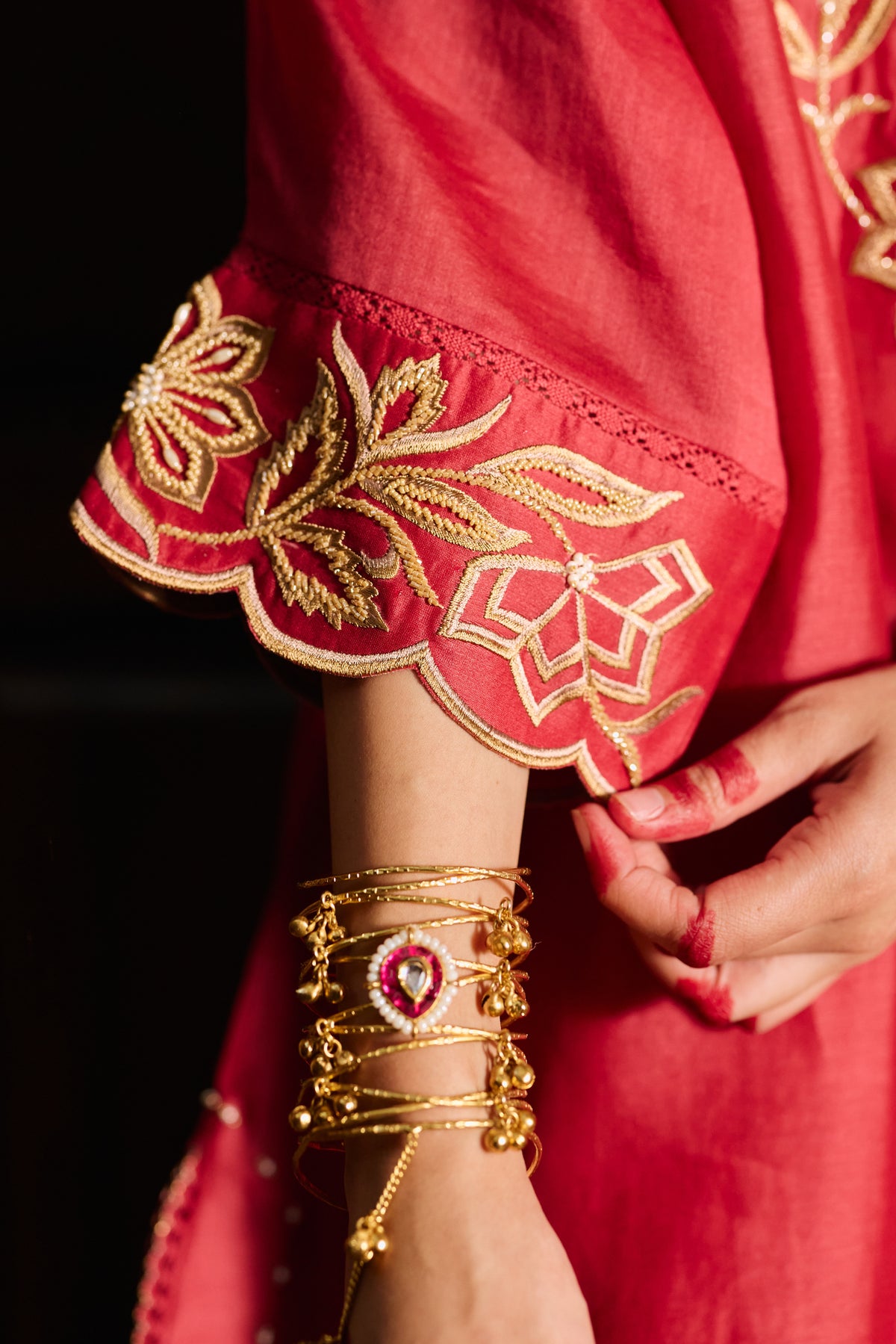 Riwa Poppy Red Co-ord with Farshi Salwar