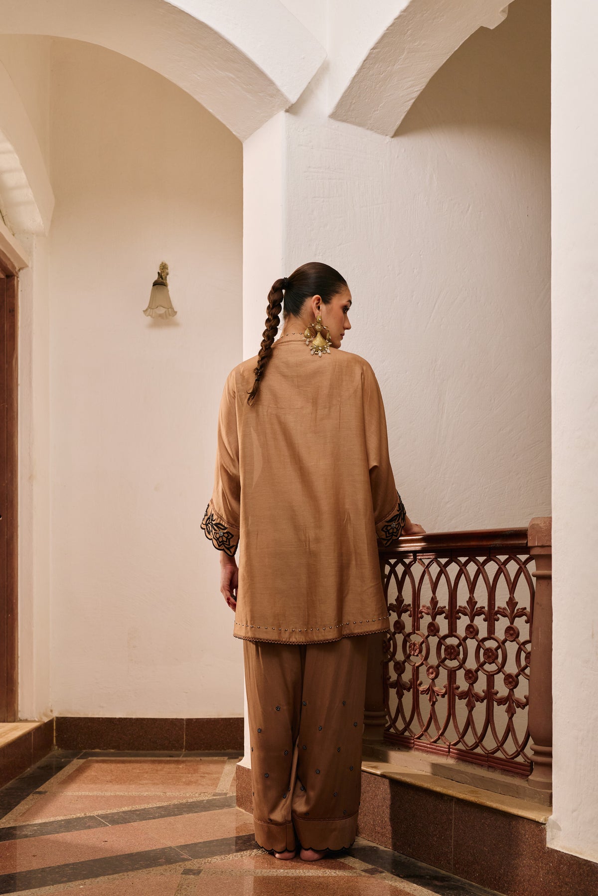 Riwa Mocha Co-ord with Farshi Salwar
