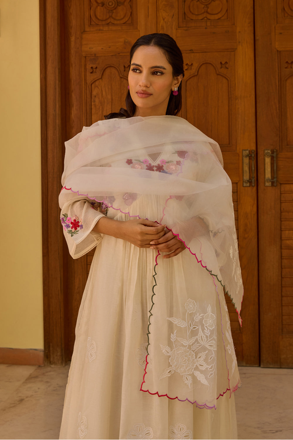 Ehsaas Kalidar Ivory Suit Set