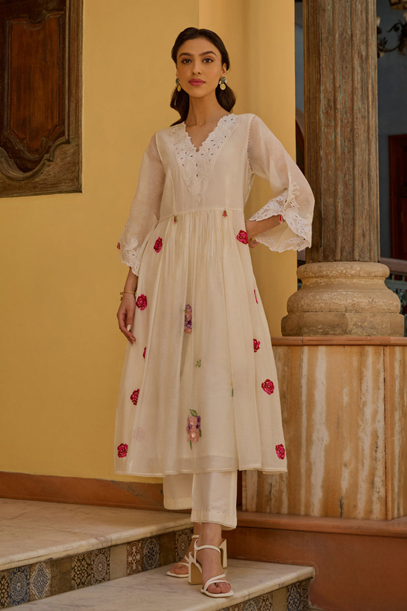 Mira Ivory Anarkali Set (Without Dupatta)