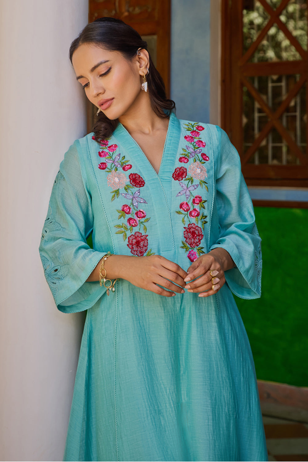 Arya Turquoise Kurta Set (Without Dupatta)
