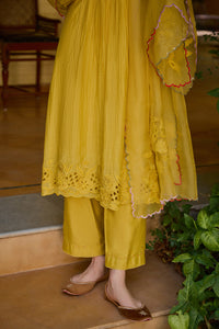 Seher A-Line Mustard Kurta Set (With Dupatta)