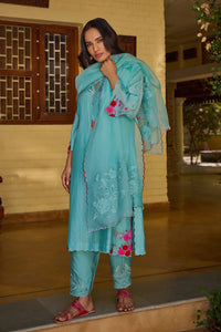 Aanya Straight Turquoise Kurta Set