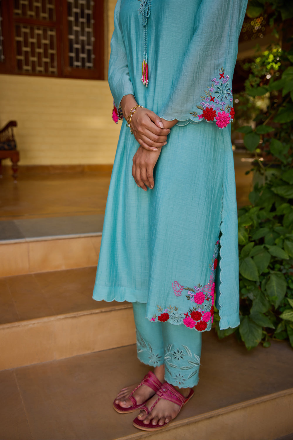 Aanya Straight Turquoise Kurta Set
