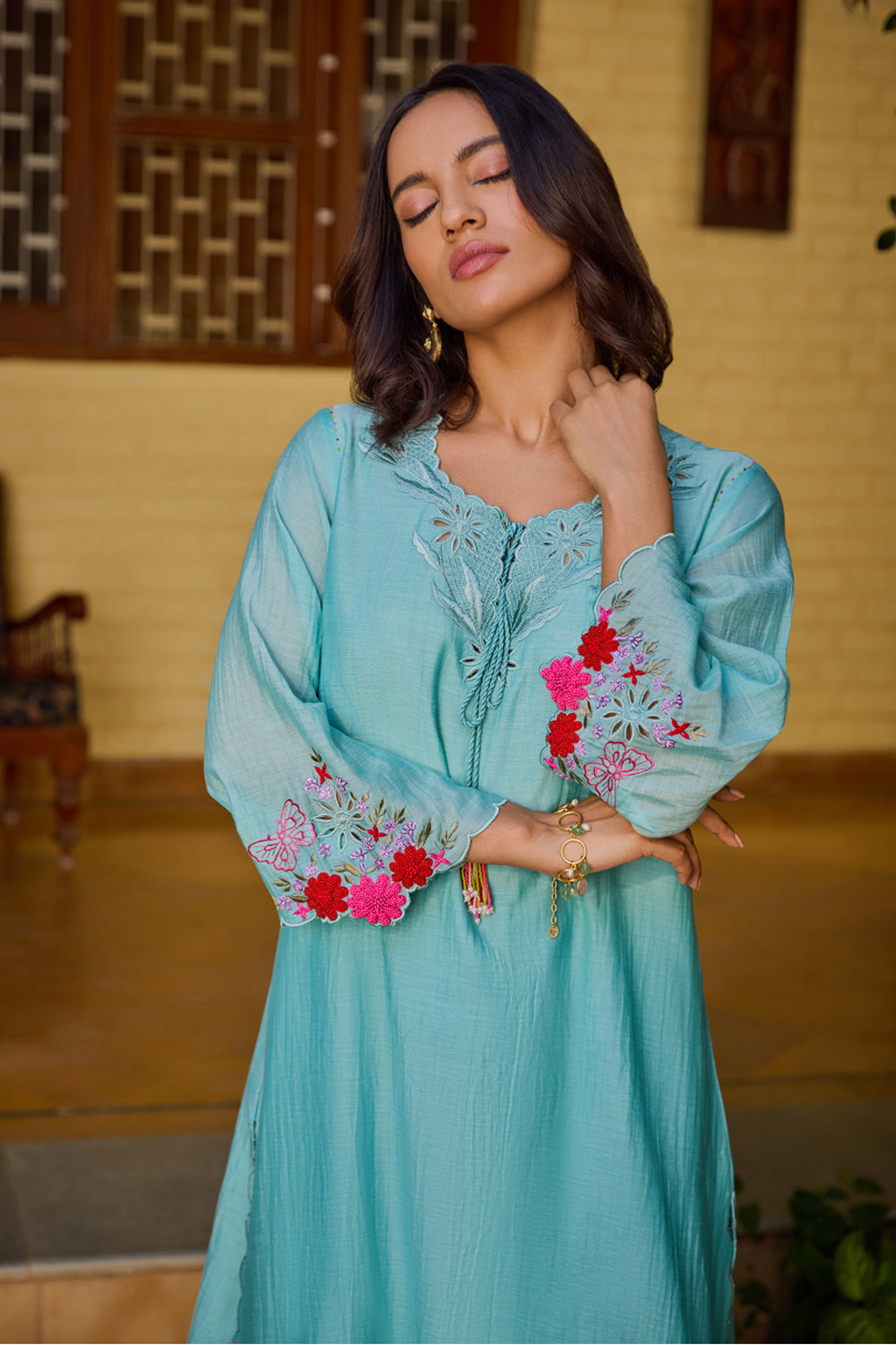 Aanya Straight Turquoise Kurta Set