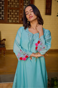 Aanya Straight Turquoise Kurta Set
