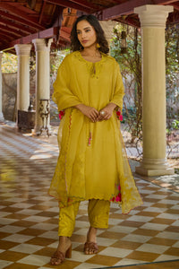 Aanya Straight Mustard Kurta Set