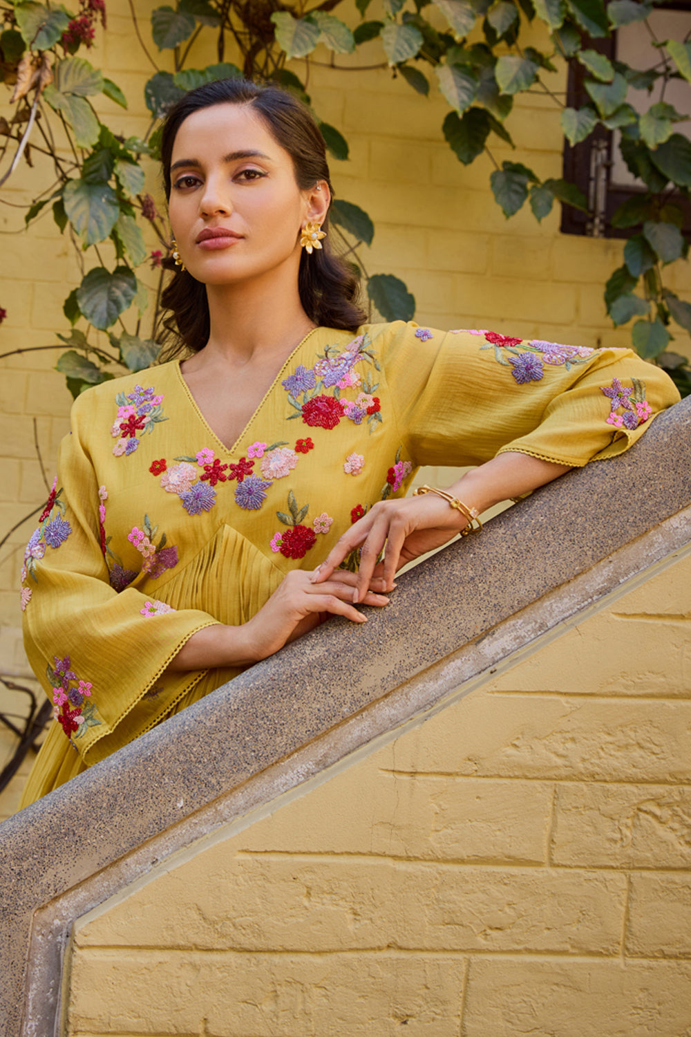 Ehsaas Kalidar Mustard Suit Set