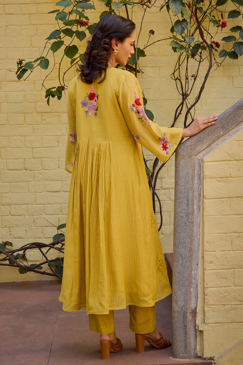 Ehsaas Kalidar Mustard Suit Set