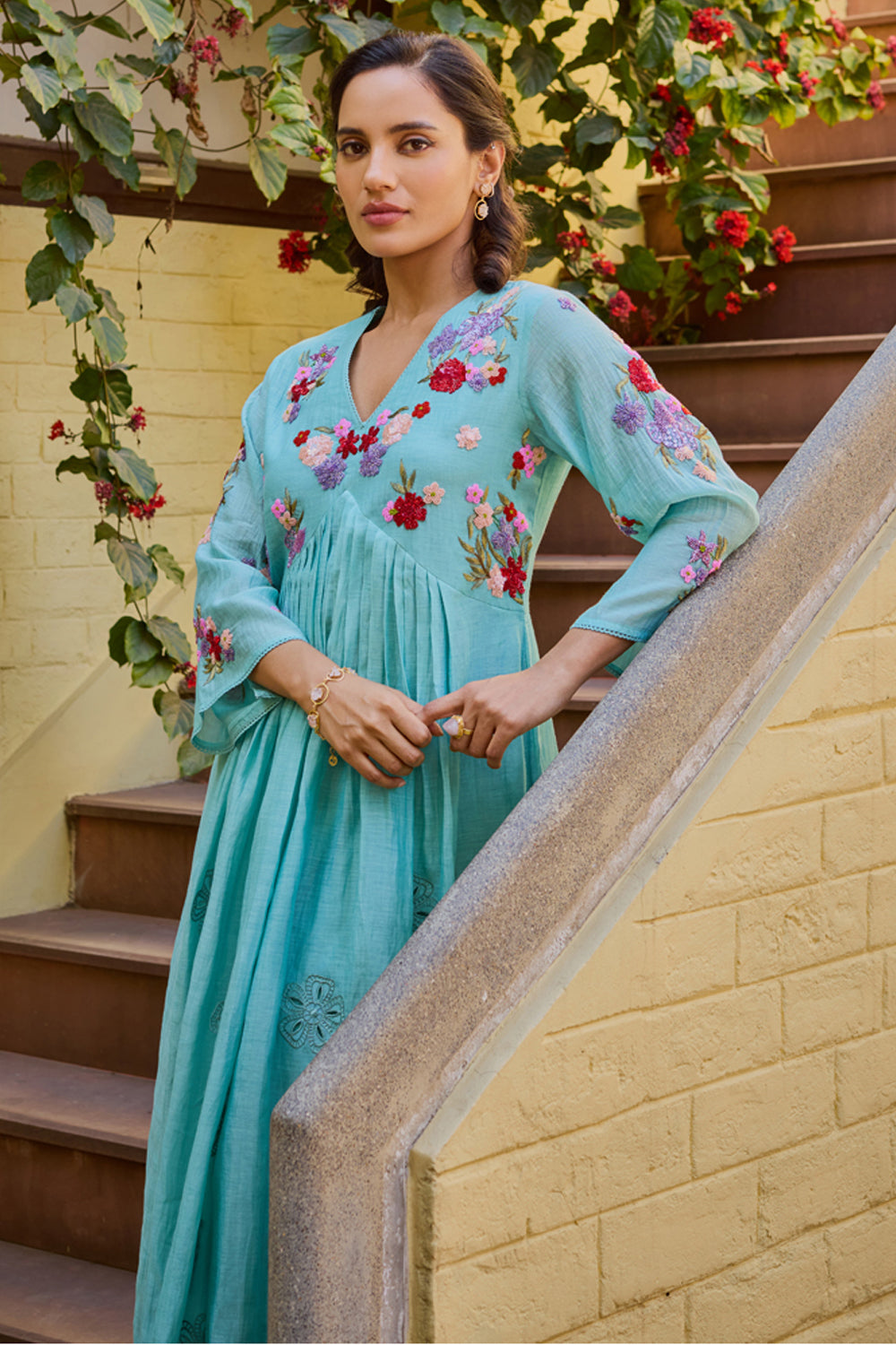 Ehsaas Kalidar Turquoise Suit Set