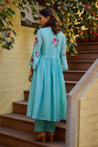 Ehsaas Kalidar Turquoise Suit Set