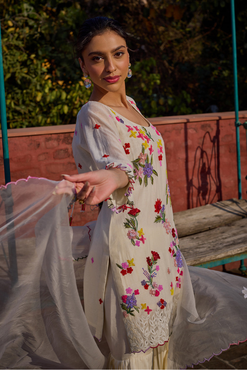 Reyna Ivory Short Kurta & Gharara Set