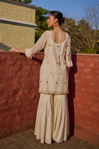 Reyna Ivory Short Kurta & Gharara Set