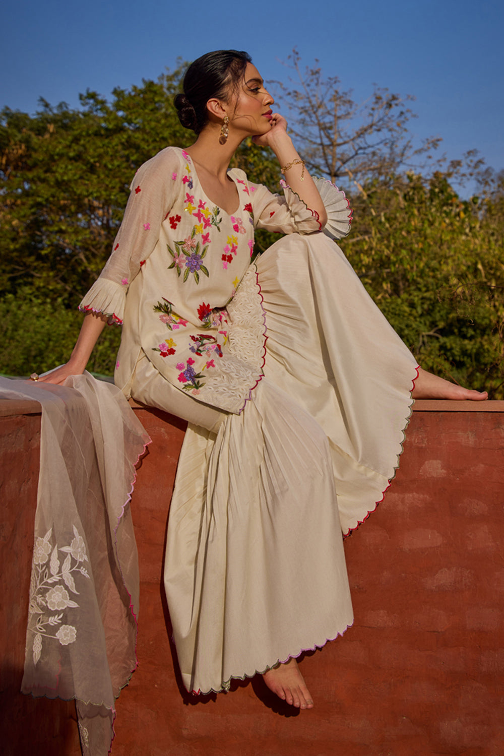 Reyna Ivory Short Kurta & Gharara Set