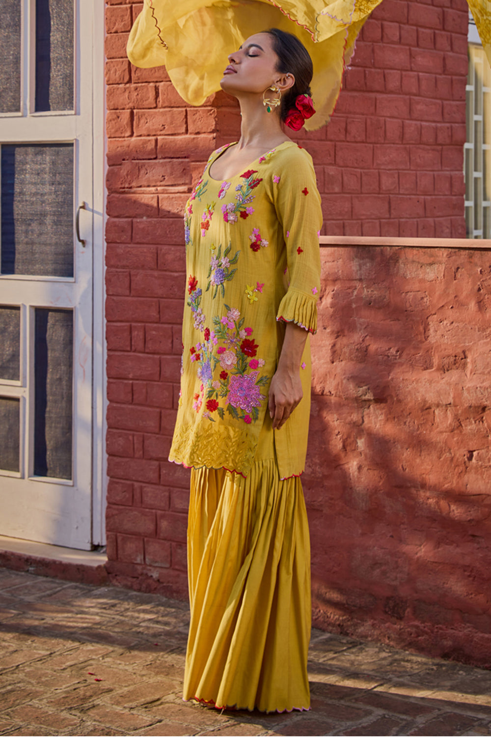 Reyna Mustard Short Kurta & Gharara Set