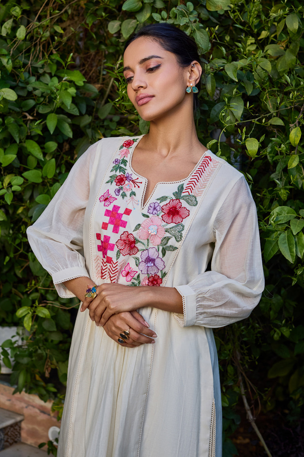 Seher A-Line Ivory Kurta Set (With Dupatta)