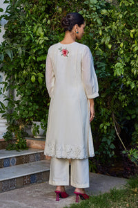 Seher A-Line Ivory Kurta Set (Without Dupatta)