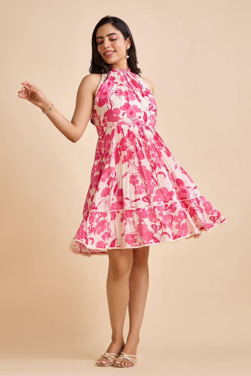 Quen Fit-and-Flare Pink Dress ShopNirvair Quen Fit-and-Flare Pink Dress ShopNirvair