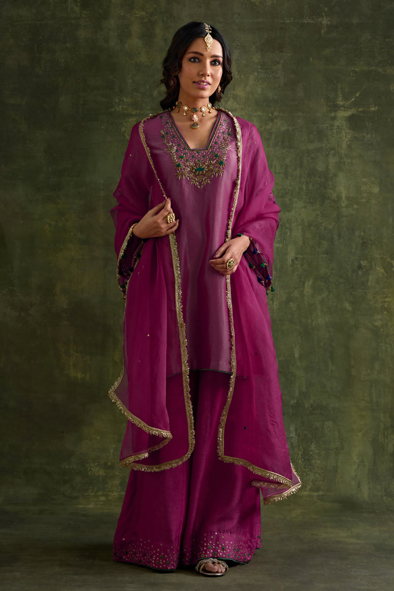 Prisha Pink Short Kurta Garara Set