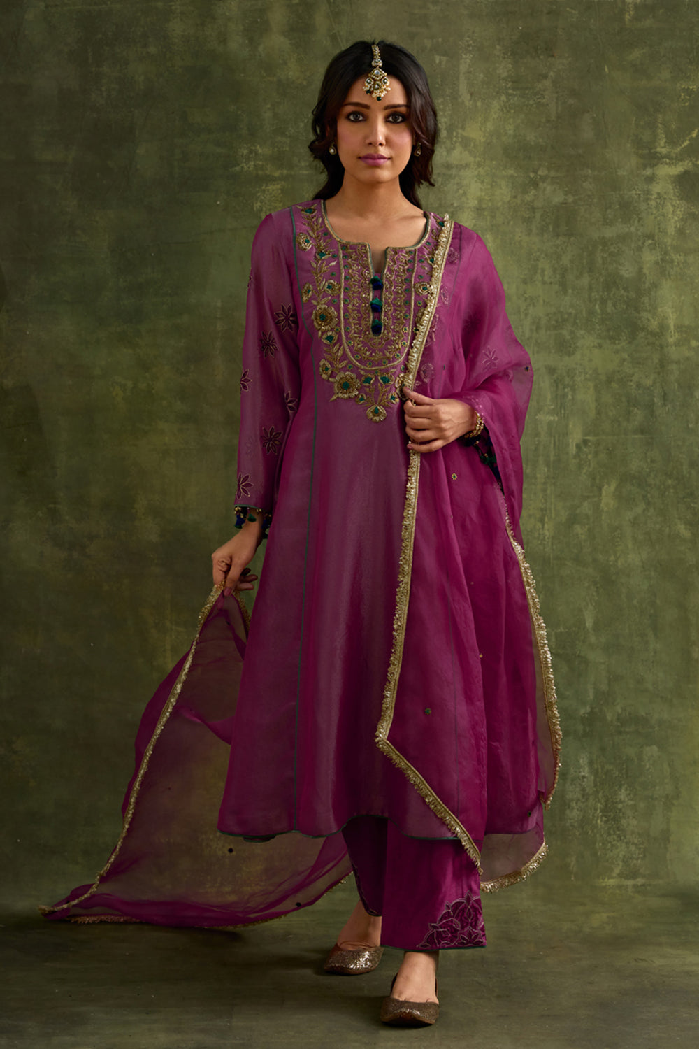 Eknoor Pink A Line Kurta Set