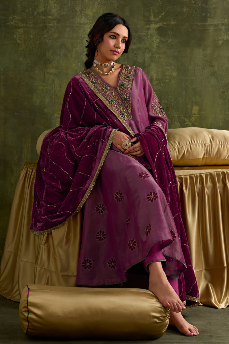 Amreen Pink Anarkali Kurta Set