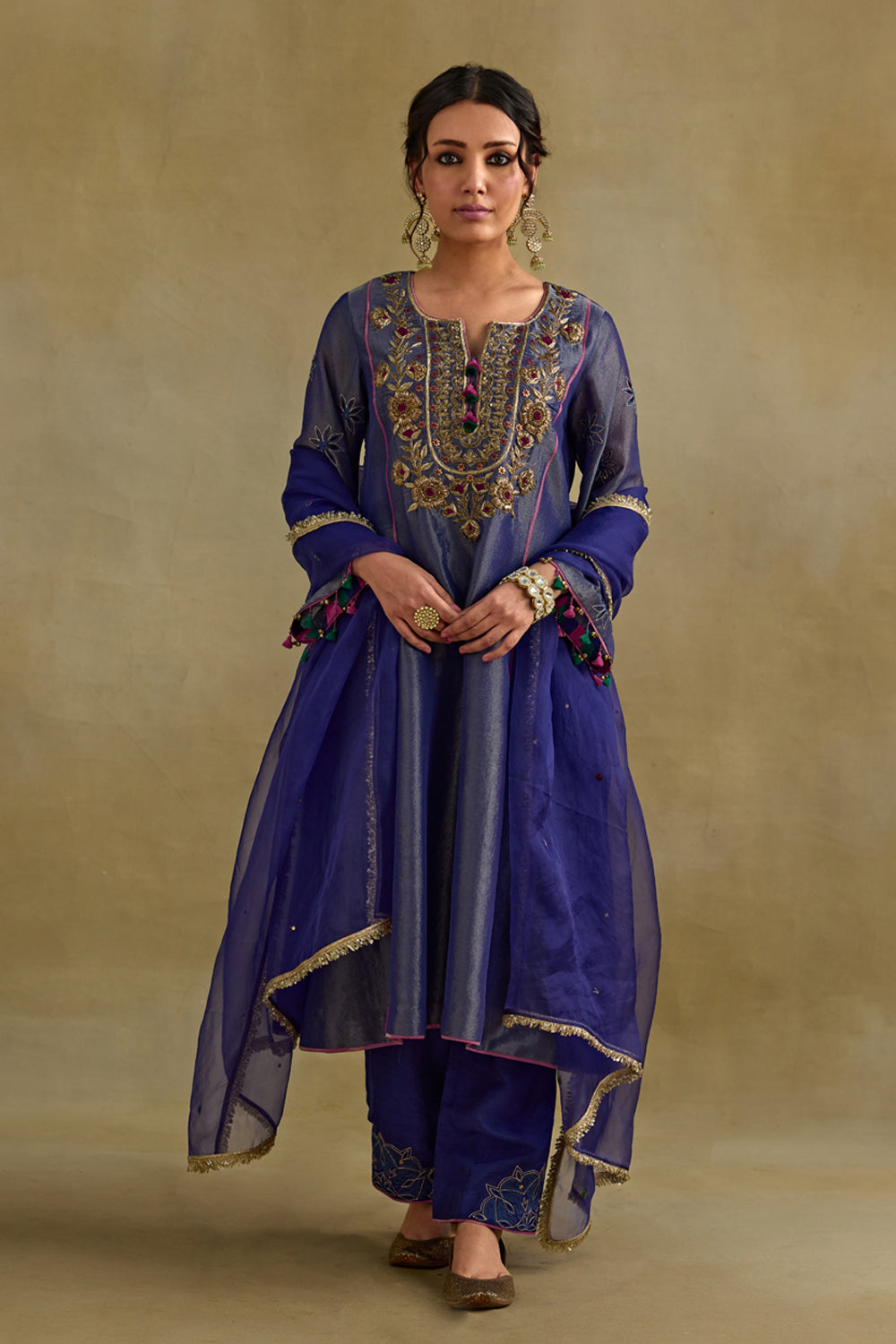 Eknoor Blue A Line Kurta Set