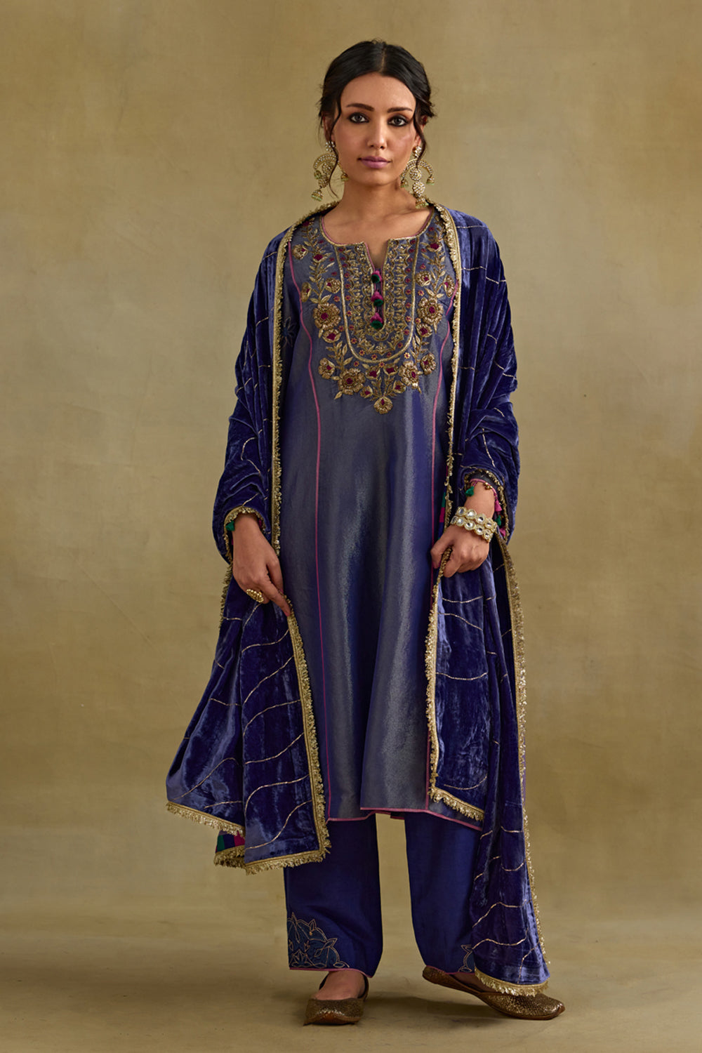 Eknoor Blue A Line Kurta Set