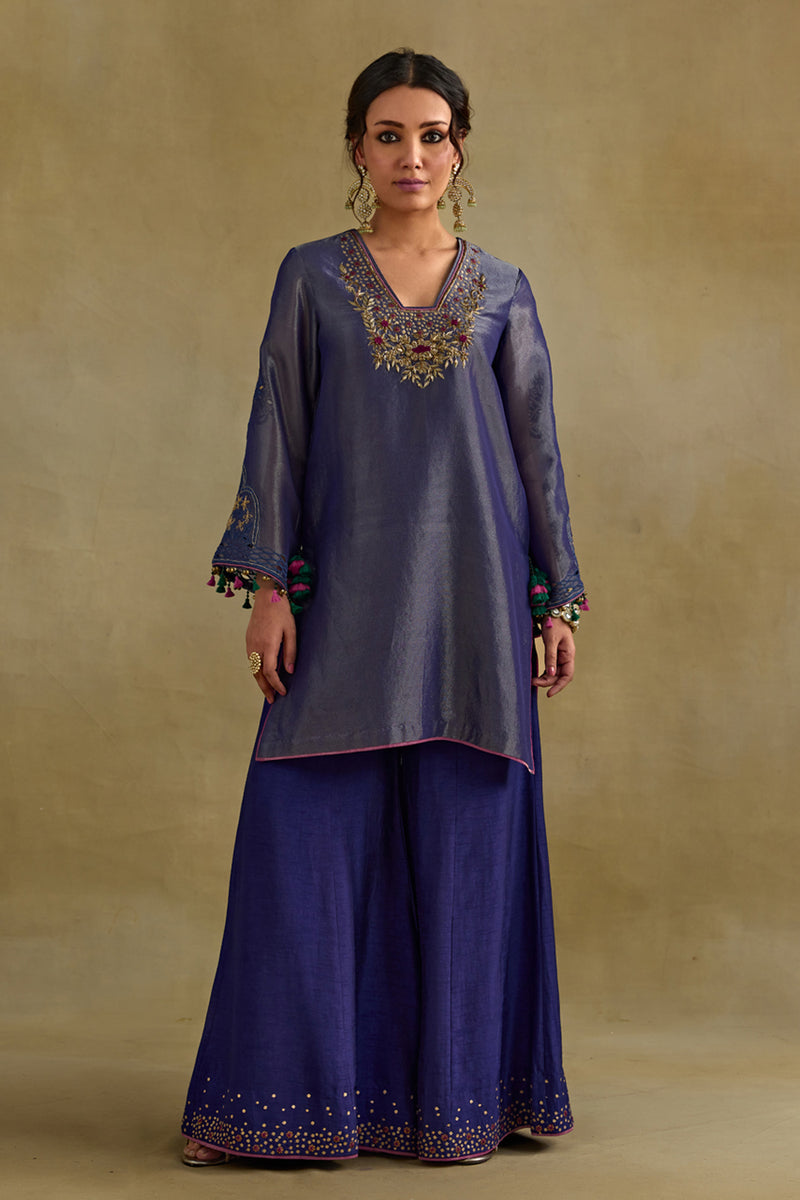 Prisha Blue Short Kurta Garara Set