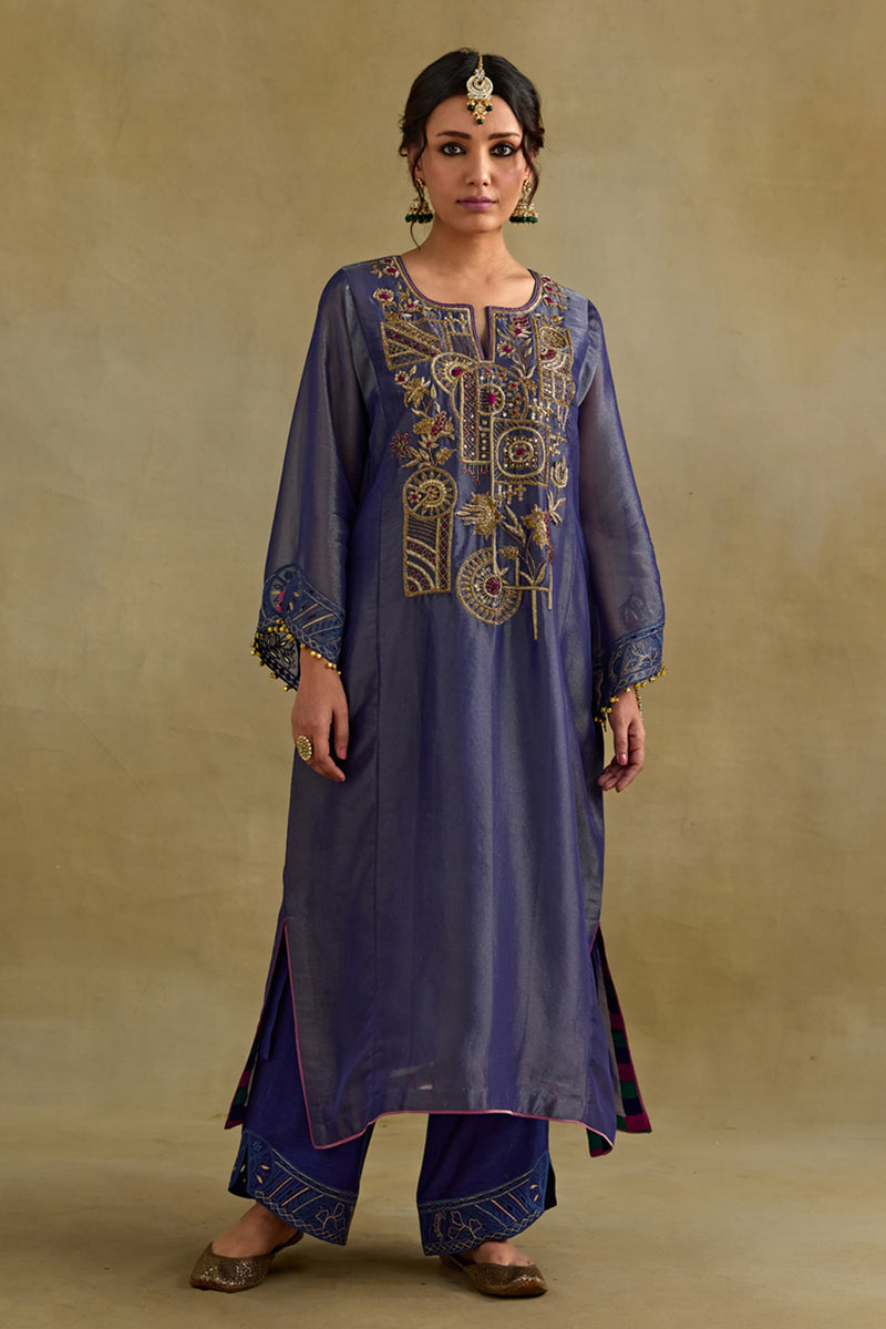 Amber Blue Phiran Style Kurta Set