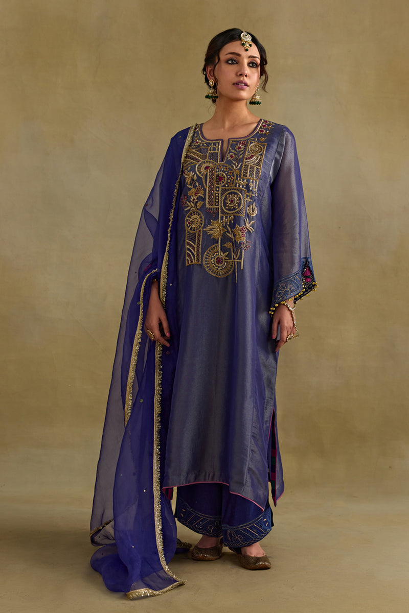 Amber Blue Phiran Style Kurta Set