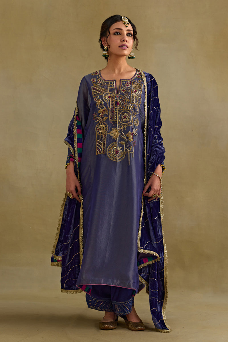 Amber Blue Phiran Style Kurta Set