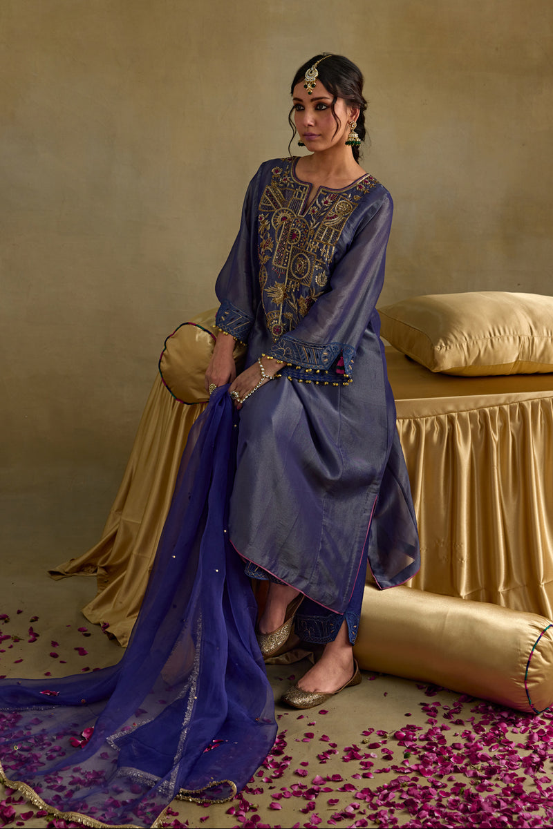 Amber Blue Phiran Style Kurta Set