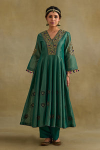 Amreen Green Anarkali Kurta Set