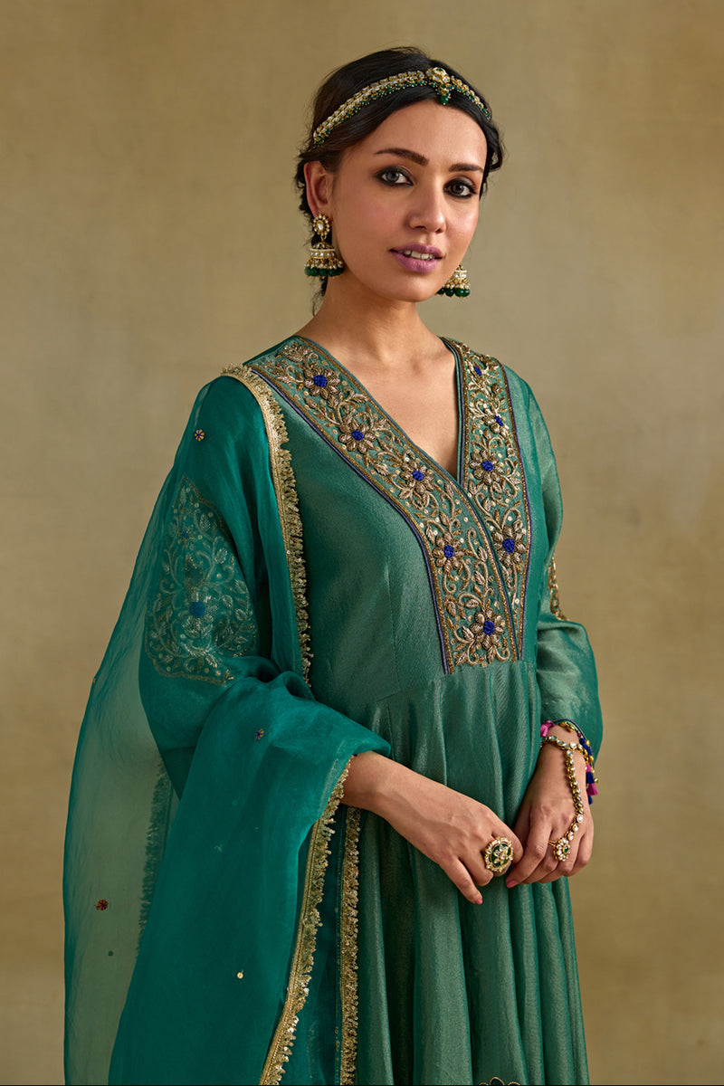 Amreen Green Anarkali Kurta Set