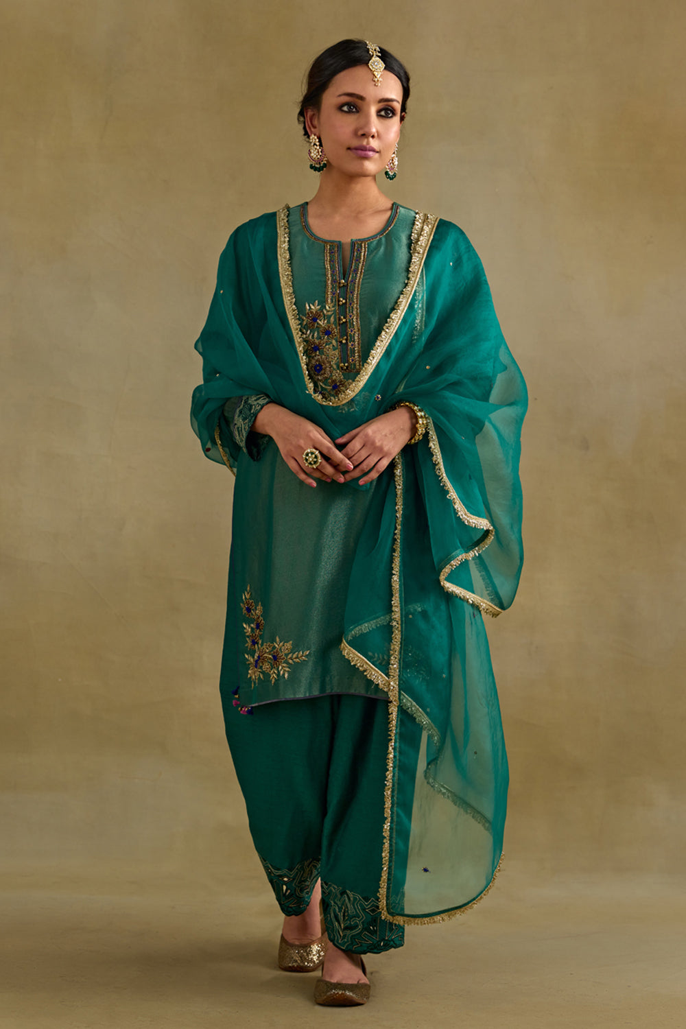 Heer Green Short Kurta Salwar Set